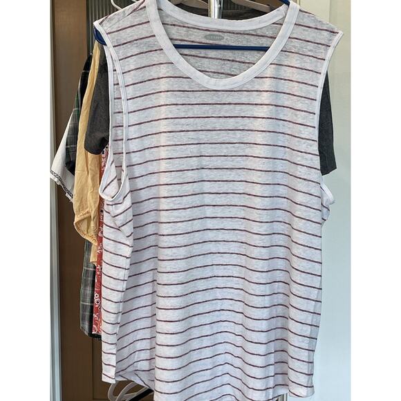 Old Navy Women’s 100% Cotton Striped Tank Top, Red & White, Size XXL‎ - Picture 1 of 6